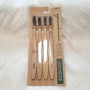 Natural Bamboo toothbrush with charcoal brushes.